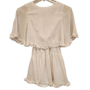 Polly Ivory Bohemian Feminine Flowy Mini Dress Sz 8
